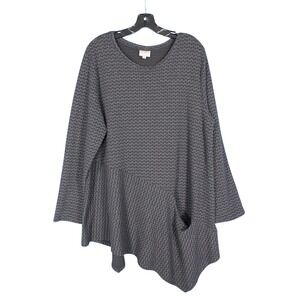 NICHE NILGUN DERMAN Lagenlook TEXTURED Pocket ASYMMETRICAL HEM Blouse/Tunic XL